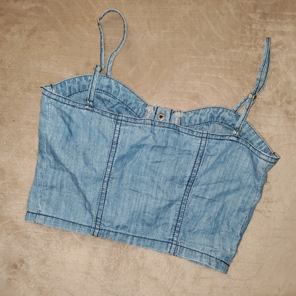 Delia's | Snap Up Denim Bustier Cropped Top Size XS - Picture 2 of 9